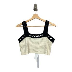 House of Harlow Black and Cream Crochet crop Top